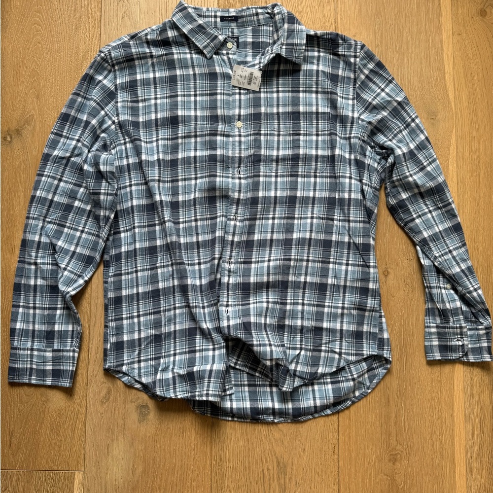 J. Crew Blue and White Flannel